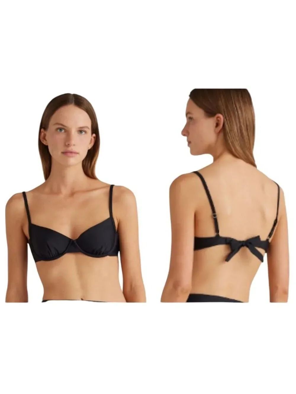 NWT Quince Italian Demi Bikini Top Underwire Black Size L